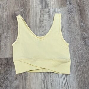 Buckle Light Yellow Ribbed Crop Top SIZE M/L